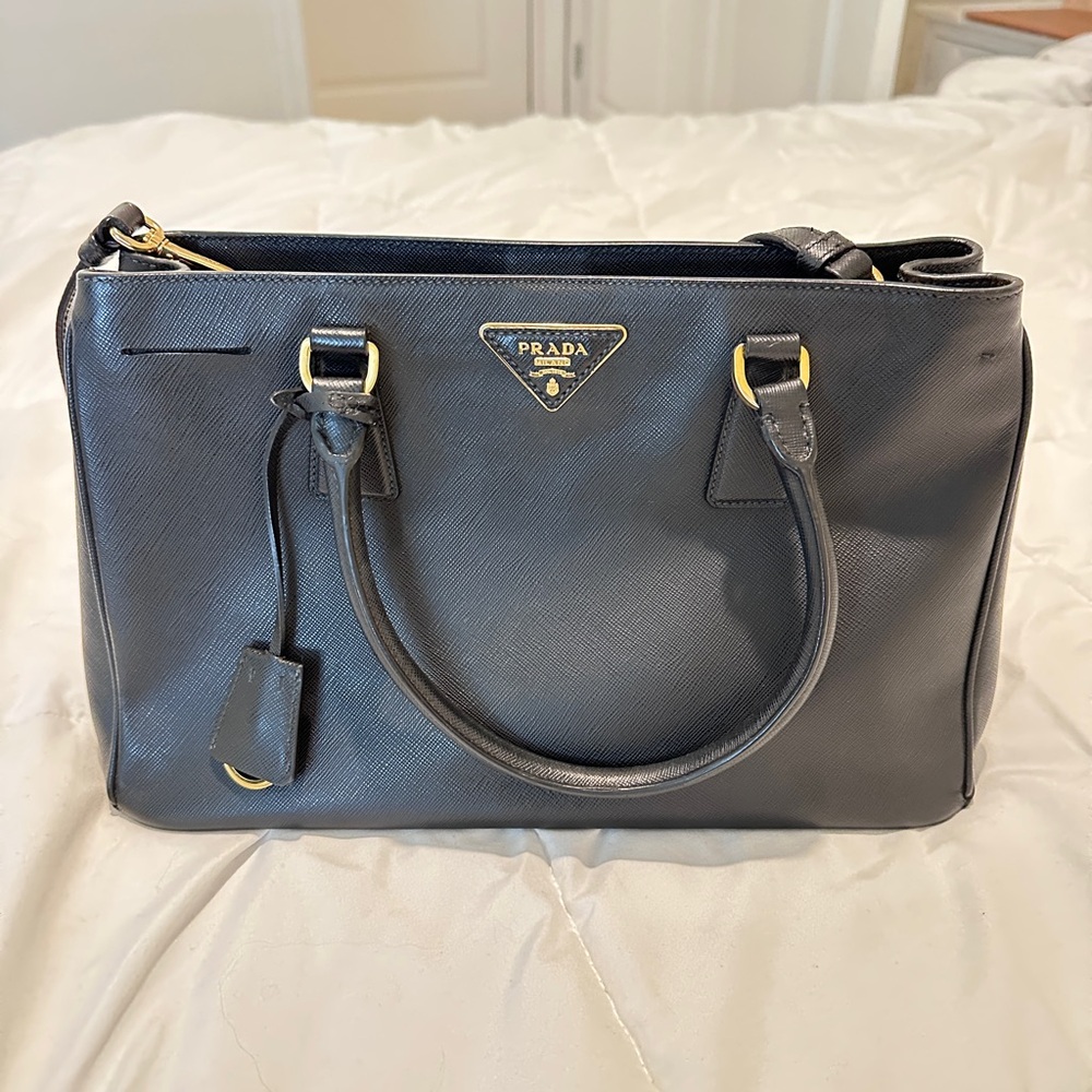 Prada Bauletto Vitello Daino Print Rame Tote